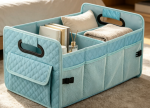 Foldable Multi-Compartment Lake-Blue Organizer With Adjustable Straps - Image 2