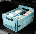 Foldable Multi-Compartment Lake-Blue Organizer With Adjustable Straps