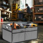 Non-Slip, Foldable, Dual-Compartment Gray Trunk Organizer - Image 2