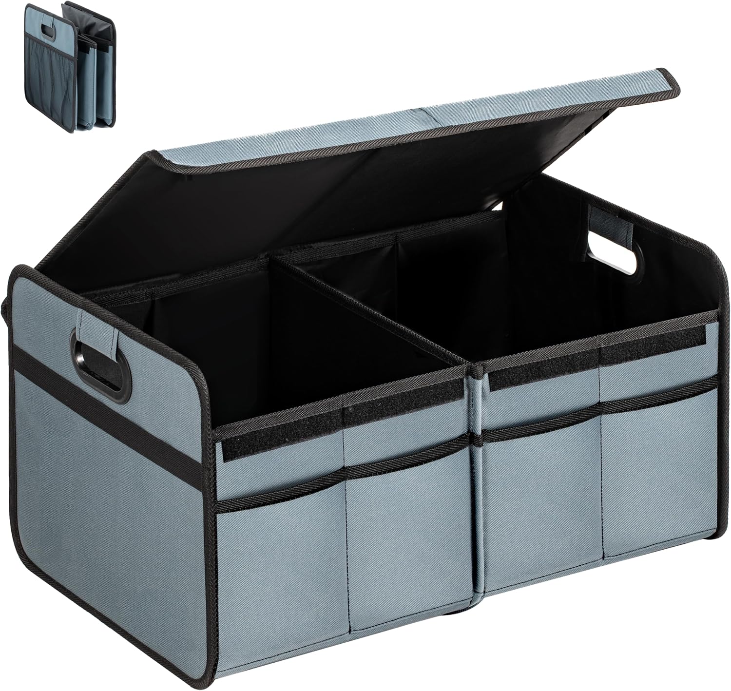 91xk5oLBR3L._AC_SL1500_.jpg Non-Slip, Foldable, Dual-Compartment Trunk Organizer With Lid - Image 1